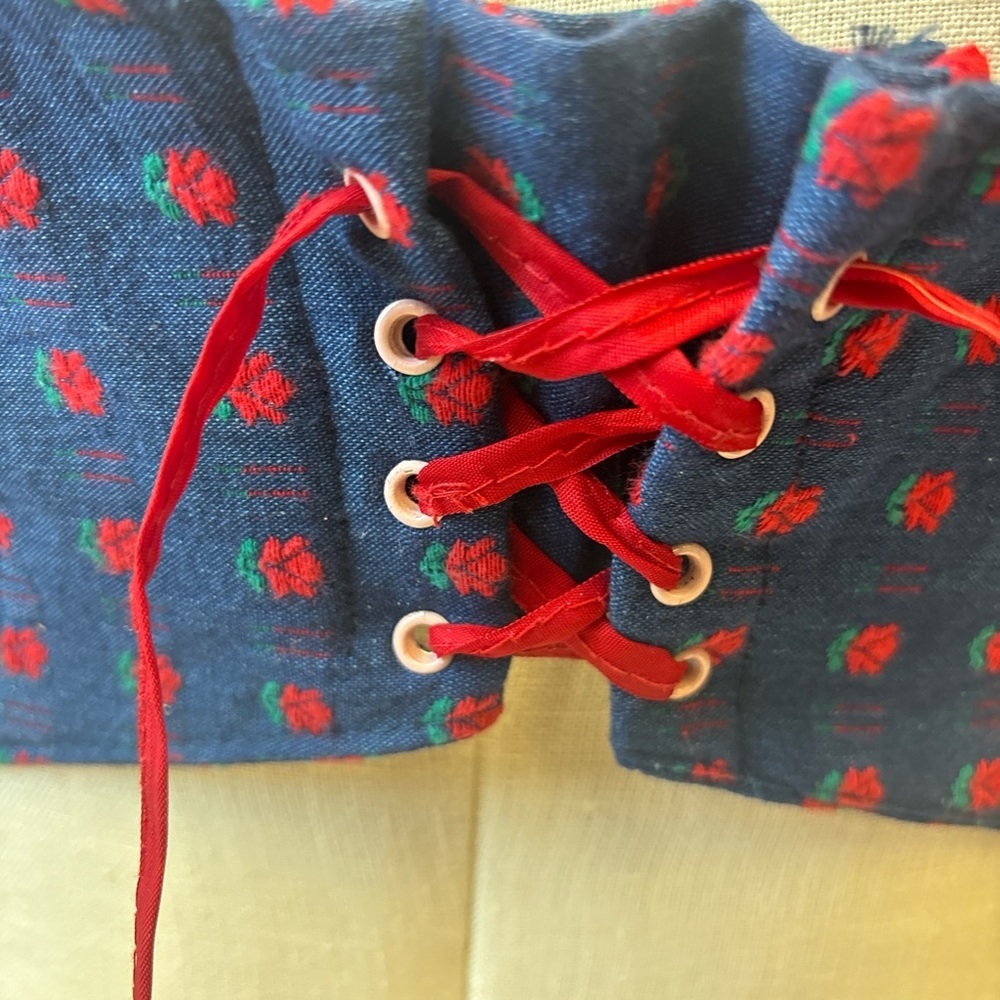 Women's Blue and Red Corset Top - Picture 6 of 7